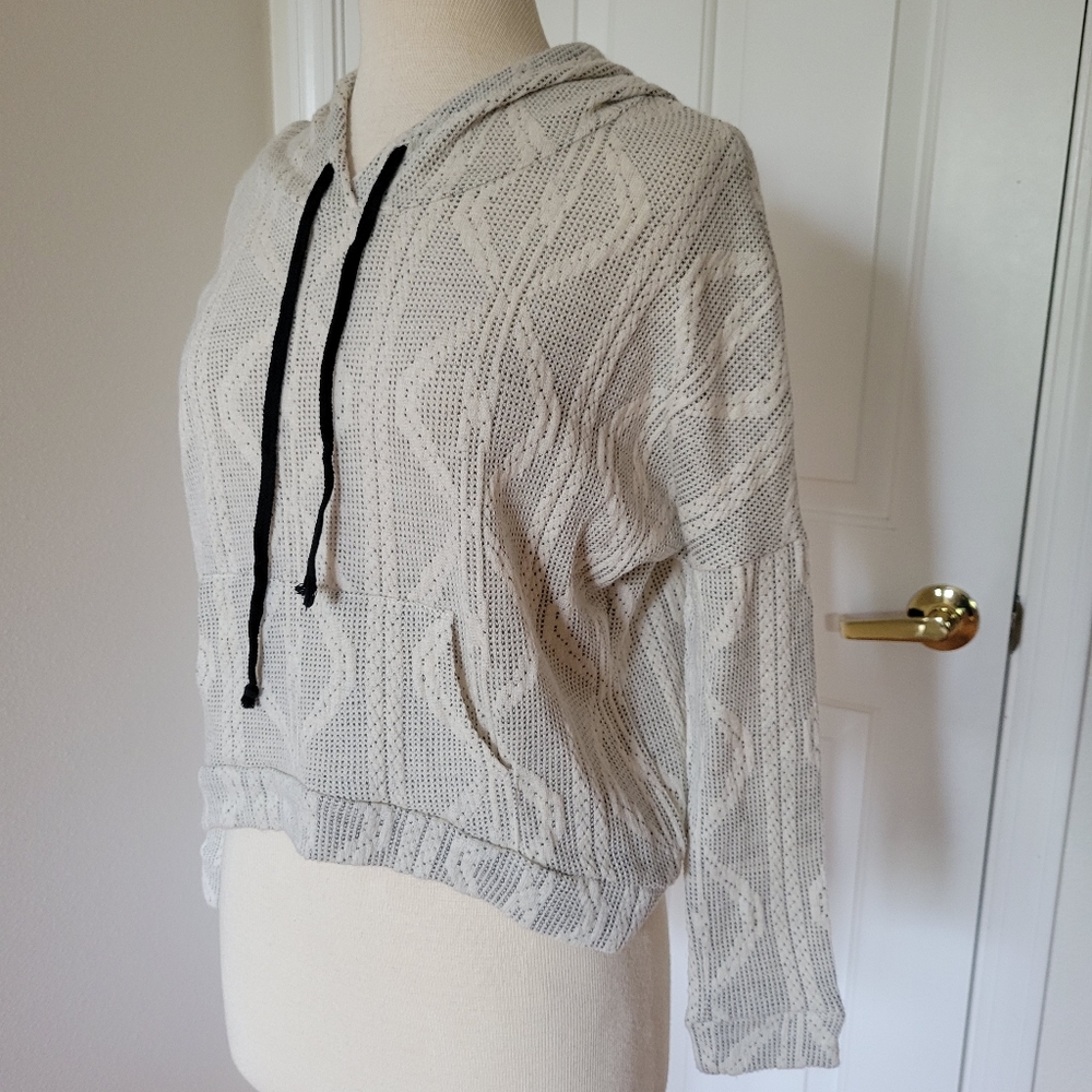 Cream and black knit hoodie